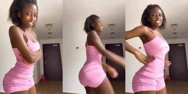 Netizens react as Cute lady whines her waist in this video